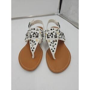 Womens Ankle Strap Studed Wedge Sandals Size 7 White